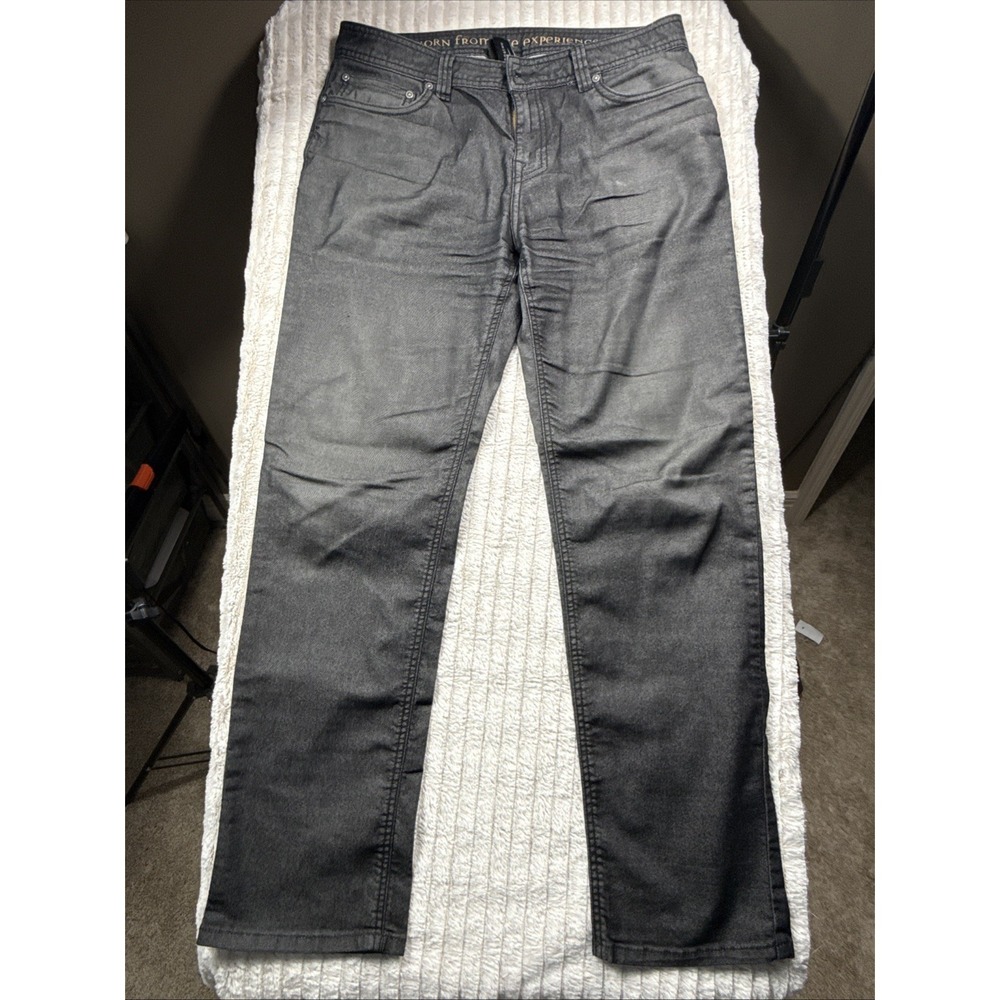 PrAna Bridger Jean Men's 34x32 Black‎ Gray Slim Fit Denim Straight Leg 5 Pockets